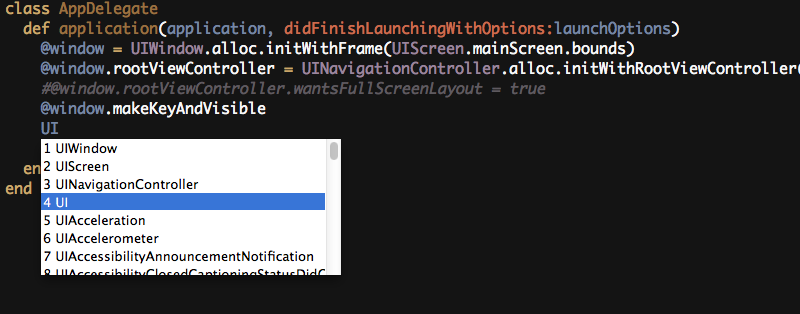 RedcarエディタでRubyMotionの入力補完